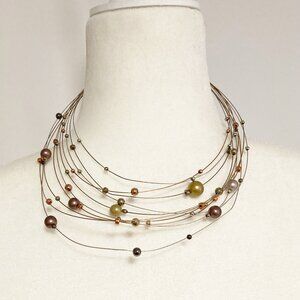 Lane Bryant Wire & Pearl Necklace Layered Necklace